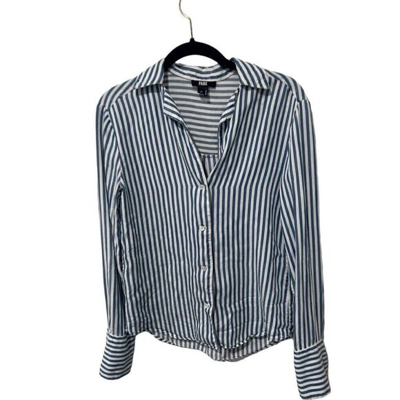 PAIGE Elora Striped Long Sleeve Collared Button Down Shirt Blue White Size XS - Picture 3 of 11
